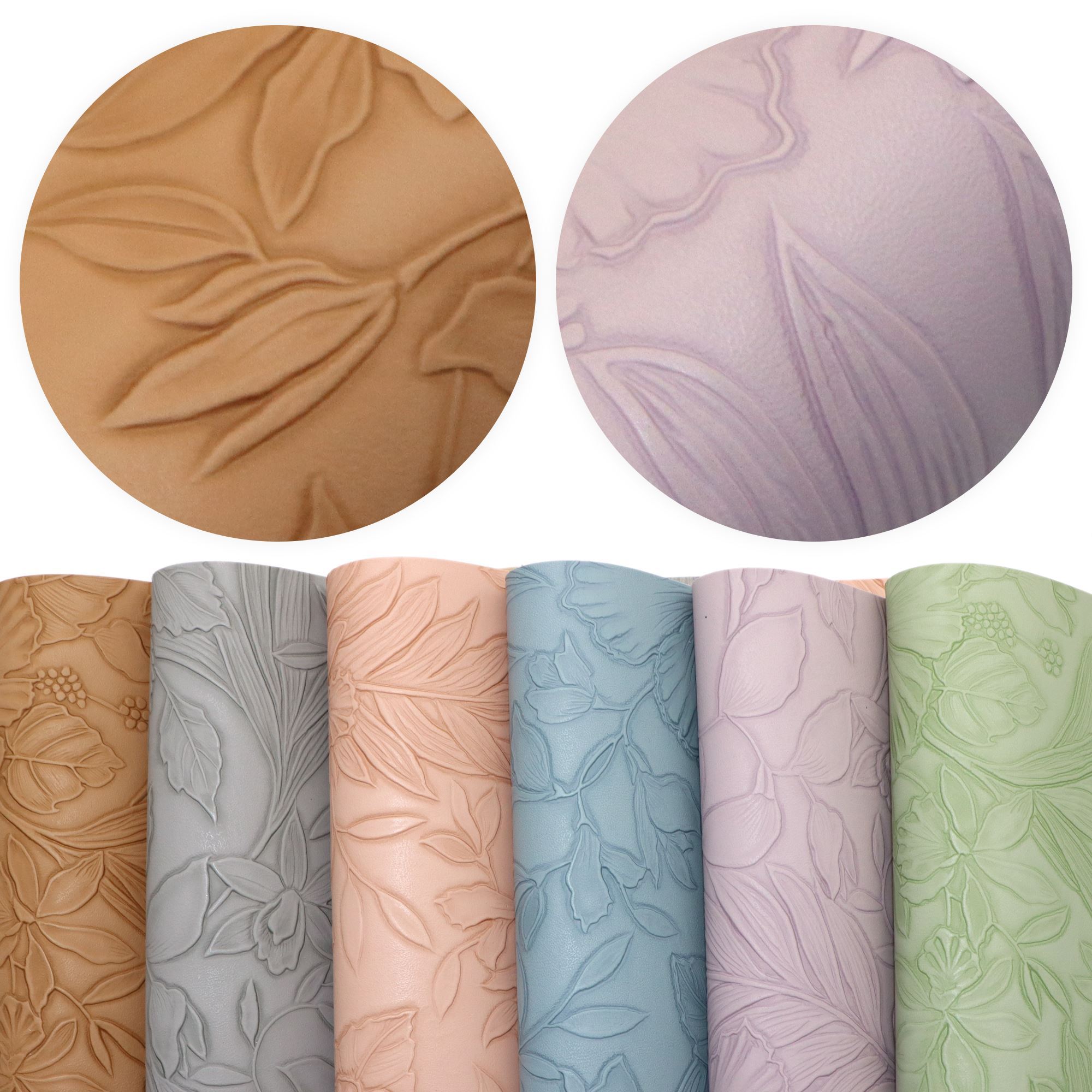 6pcs/set Bump Textured Faux Leather Sheets 7.87x12.99inch Plain Solid Color Synthetic Leather Fabric Flowers Leaves Patterns For Earrings Bows Crafts Projects Decorations