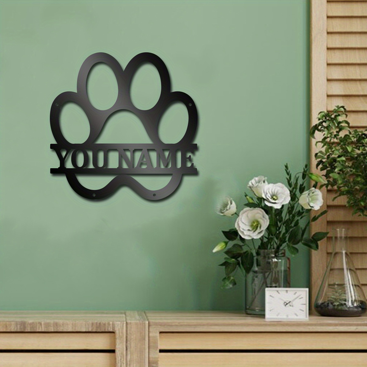 

1pc Custom Dog Paw Metal Wall Art, Personalized Dog Name Sign Decoration For Pet Room, Dog Paw Metal Decor, Custom Dog Name