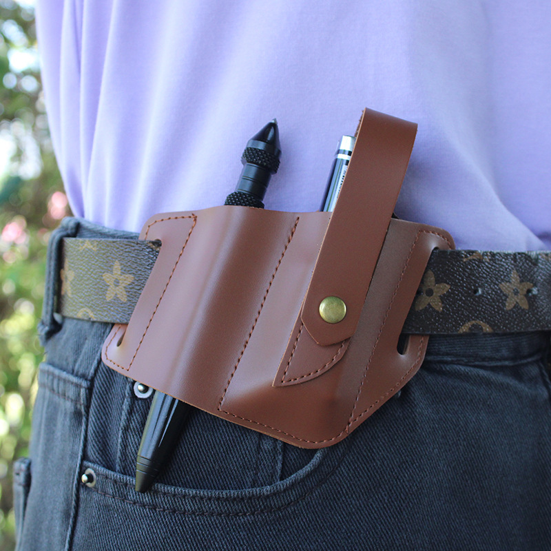 1pc, Survival Tool PU Leather Cover Tool PU Sheath, Portable Utility  Waist Pouch For Outdoor Survival, Flashlight Storage Bag, Outdoor Suppl