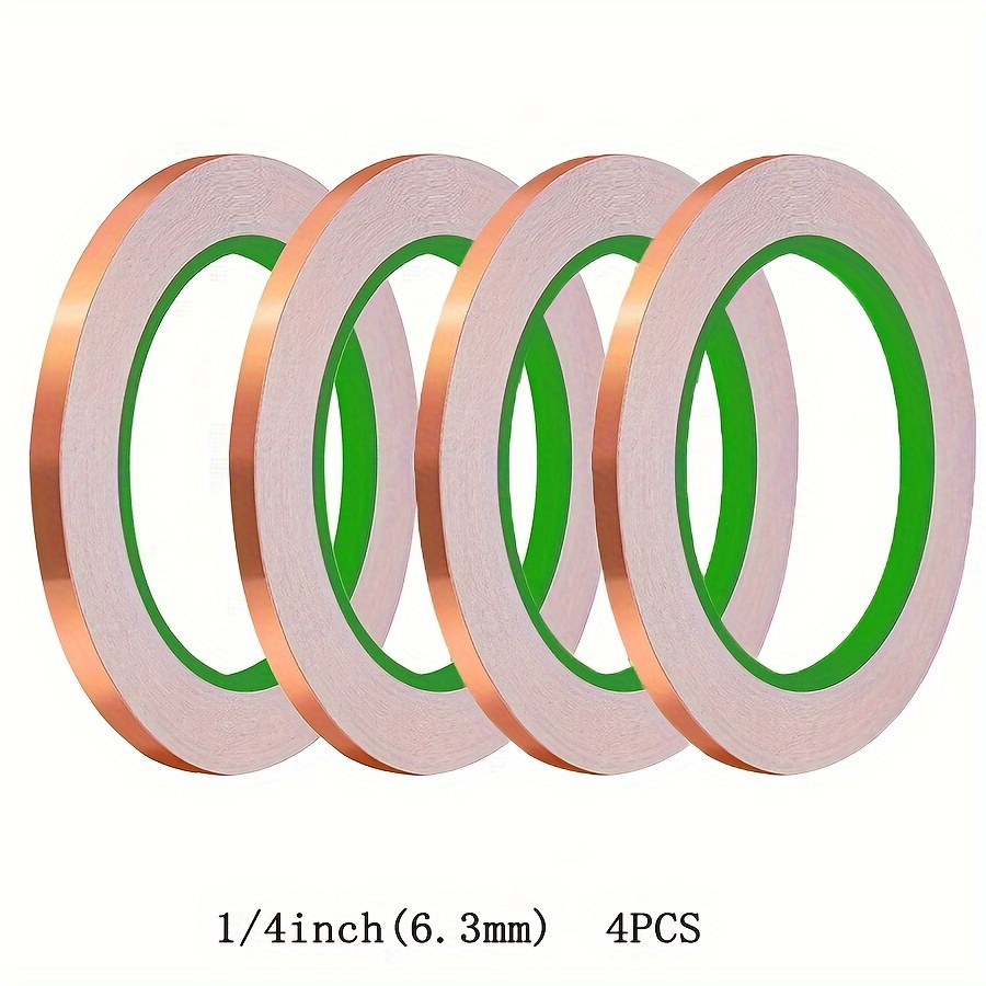 2pcs 4pcs copper tape with double sided   copper foil tape self   emi shielding stained glass supplies soldering electrical repairs paper circuits grounding 1 4inch