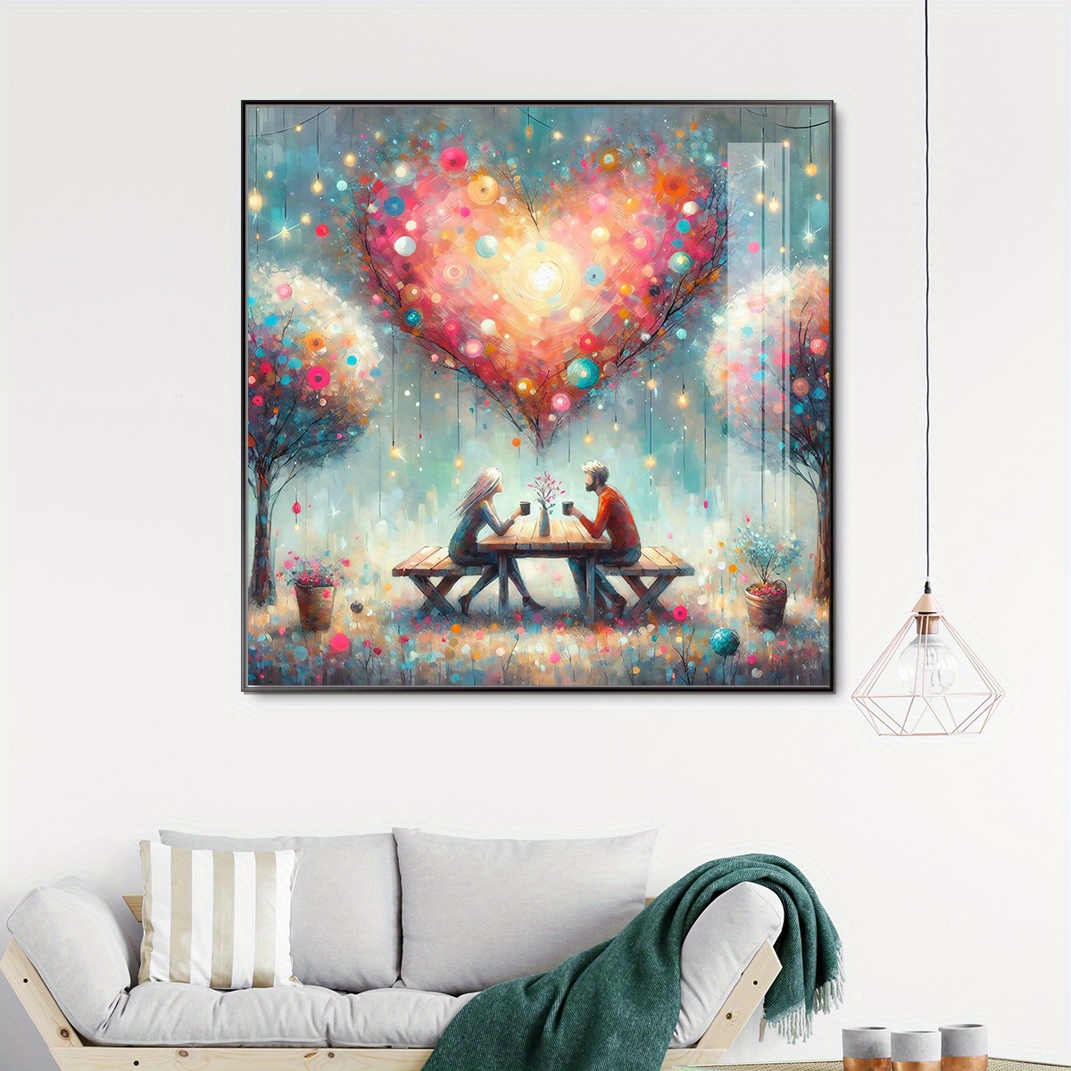  Valentine Framed Canvas Wall Art for Living Room Heart