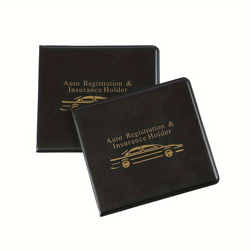 TEMU Lot de 2 portefeuilles-pochettes noirs pour et immatriculation de voiture - Porte-cartes d'identité/plastique durable, convient aux voitures,
