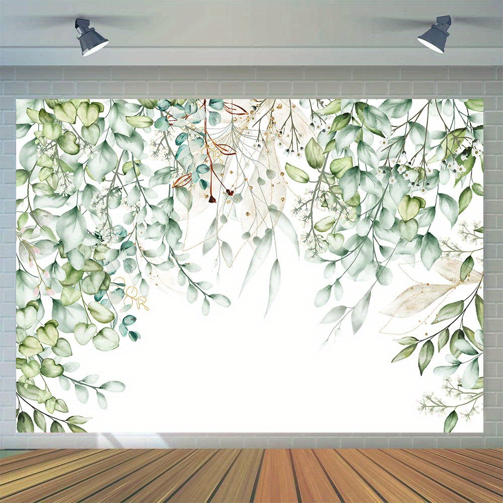 

1pc, Wedding Photography Background, Vinyl Watercolor Greenery Photo Bridal Shower Decorations Portrait Birthday Party Cake Table Banner Photo Booth Props