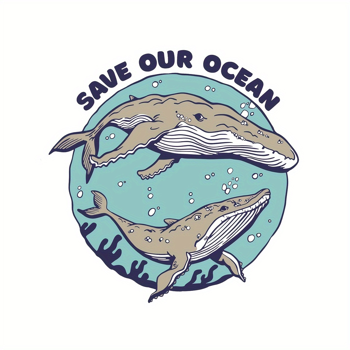 

1pc Save Our Ocean Whale Sea Animal Funny Sticker Vinyl Waterproof Uv Resistant Decal For Laptops Water Car Trucks Window Kayak Bumper