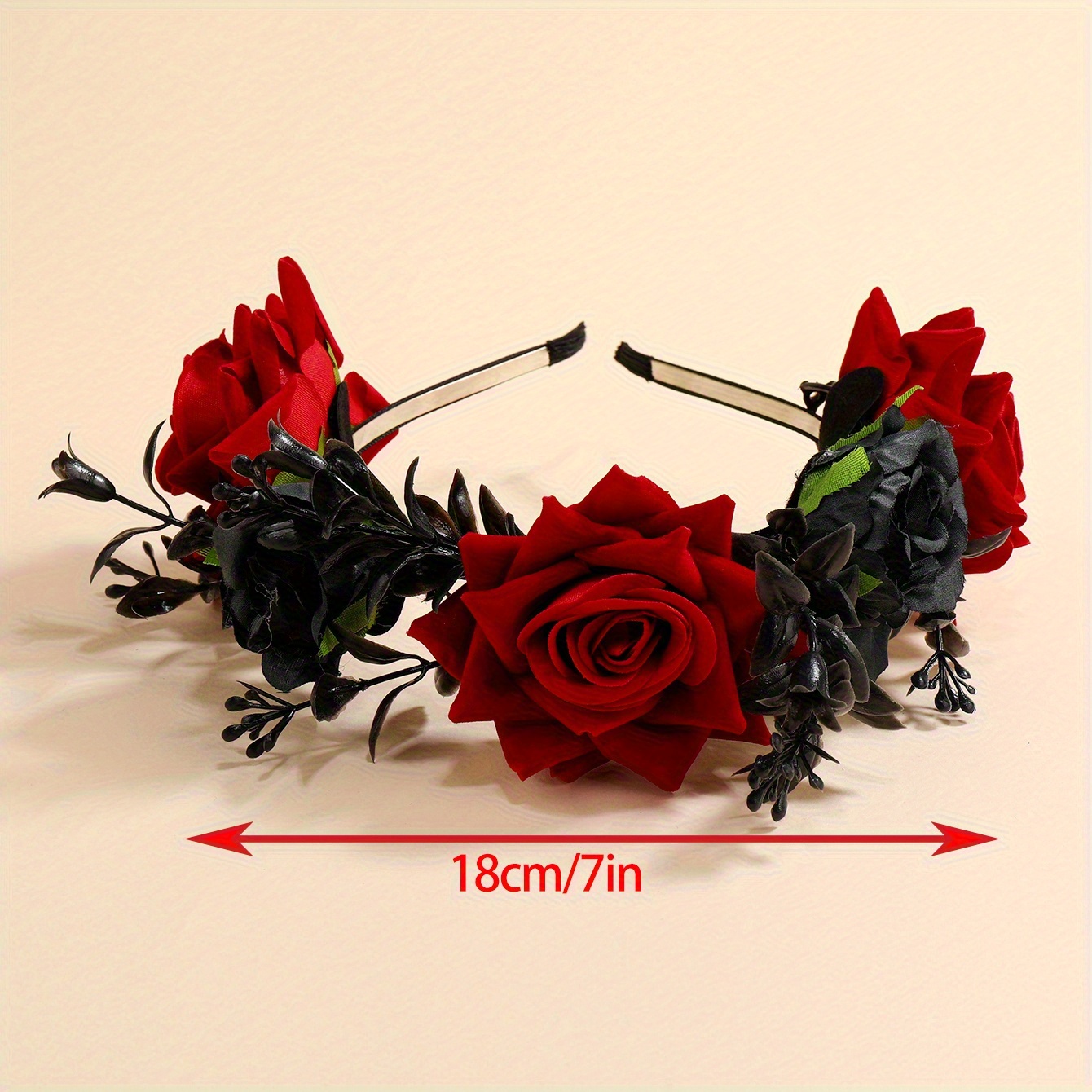 Boho Chic Halloween Rose Headband - Cosplay Hair Accessory for Women, Polyester details 2