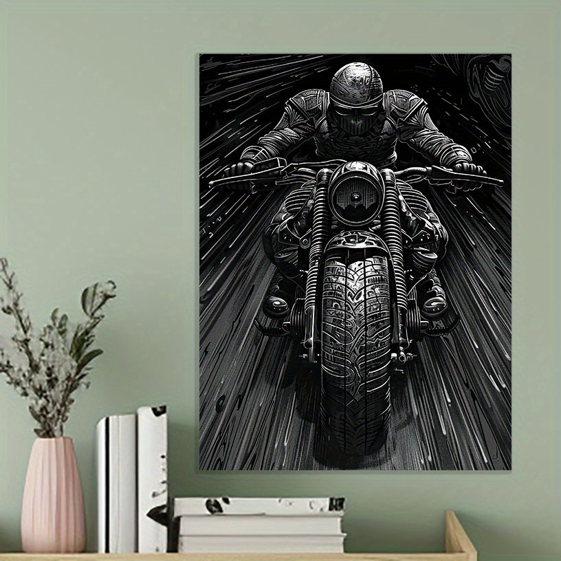 

1pc Motorcycle Rider Canvas For Home Decoration, Living Room Bedroom Bathroom Kitchen Cafe Office Decoration,science Fiction Canvas Prints,perfect Gift,wall Art,motorcycle Lover