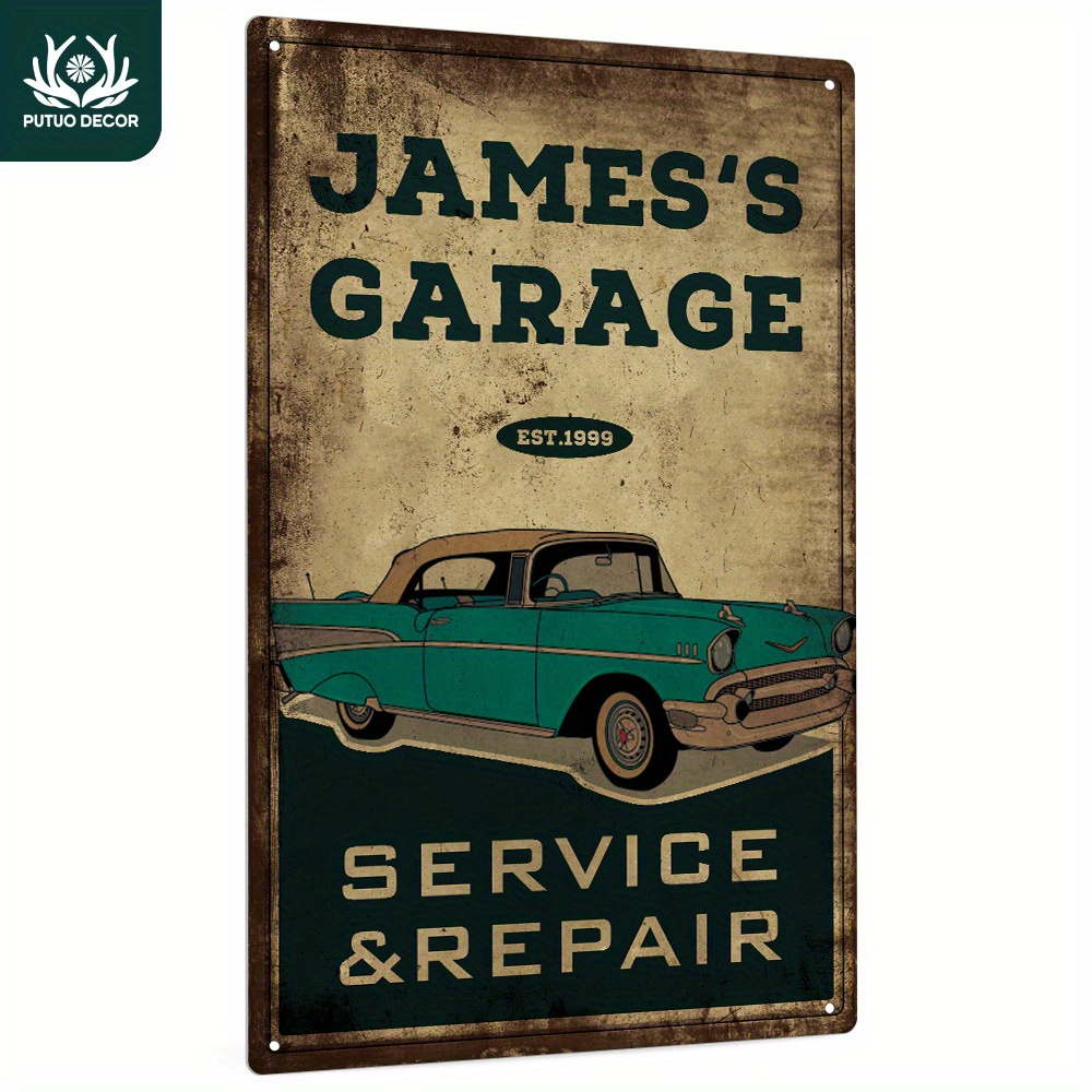 

1pc Custom Metal Tin Sign, Your Text Garage Service & Repair, Personalized Plaque Vintage Plate Wall Art Decoration For Home Farmhouse Garage, Gifts For Friend Family