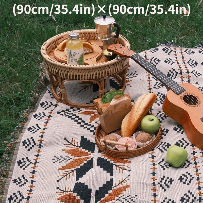 Couverture Ethnique Arc-en-Ciel En Coton Mexicain Fait Main – Tapis Plage, Pique-Nique, Tapisserie Bohème
