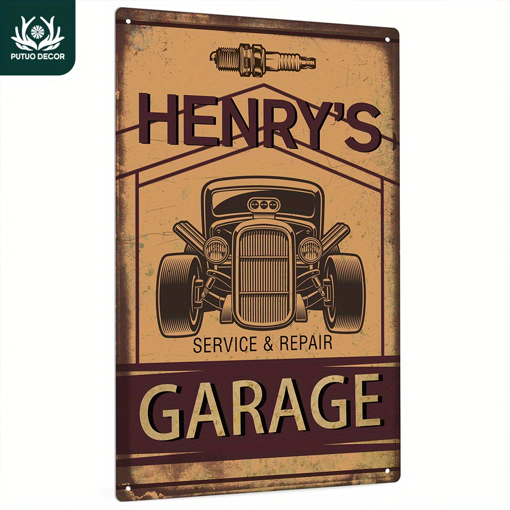 

1pc Custom Metal Tin Sign, Your Text Service Repair Garage, Personalized Plaque Vintage Plate Wall Art Decoration For Home Farmhouse Man Cave Garage Tool Room, 12x8 Inches Gifts For Friend Family