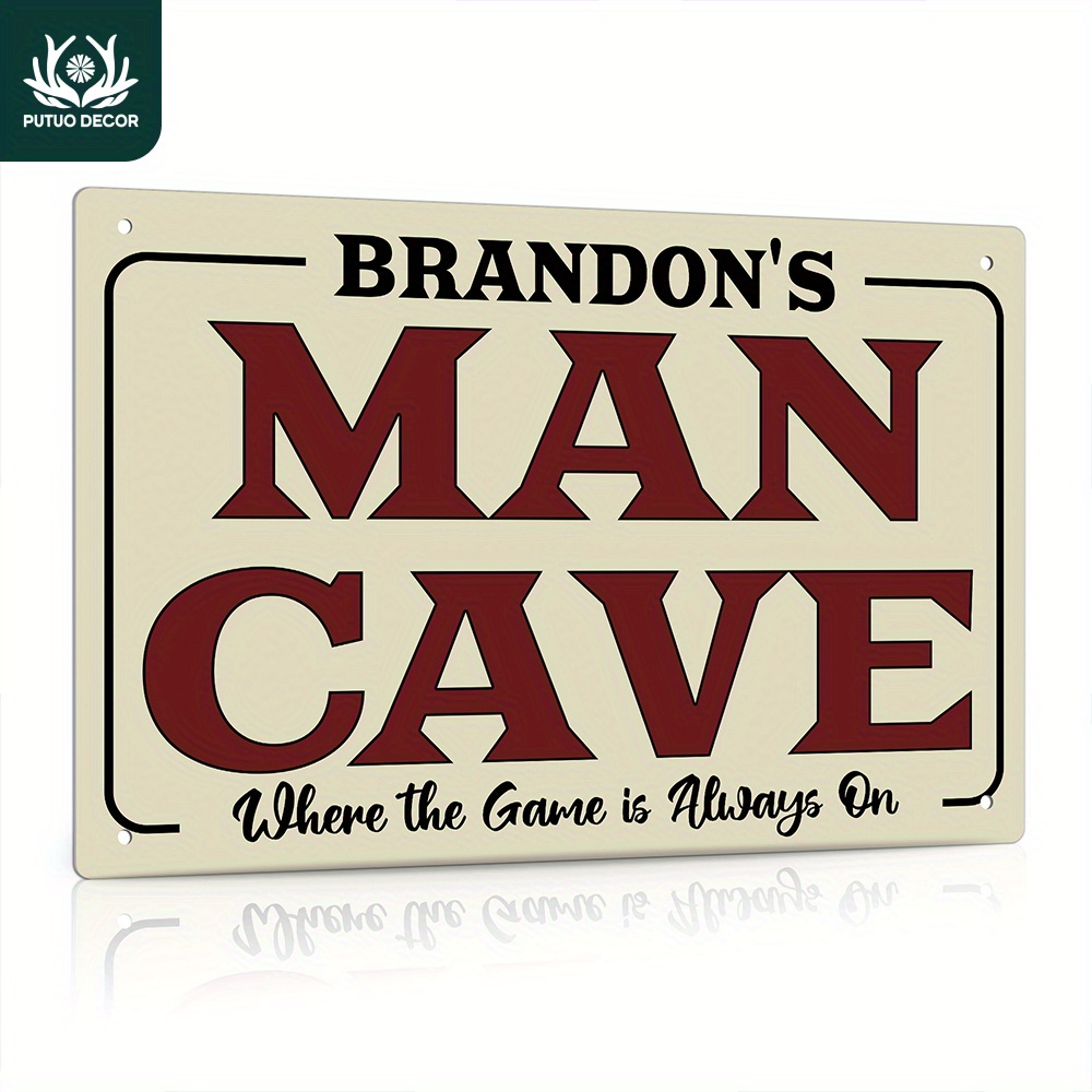 

1pc Personalized Man Cave Wall Sign, Custom Name, Gifts For Men Dad Son Him, 12x8 Inches Metal Wall Sign Man Cave Decor