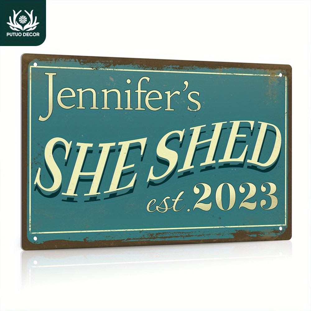 

1pc Personalized She Shed Sign, Custom Name/year, Home Decorative Metal Sign 12x8 Inches, Wall Decor, Room Decor, Home Decor, Restaurant Decor, Bar Decor, Cafe Decor, Garage Decor