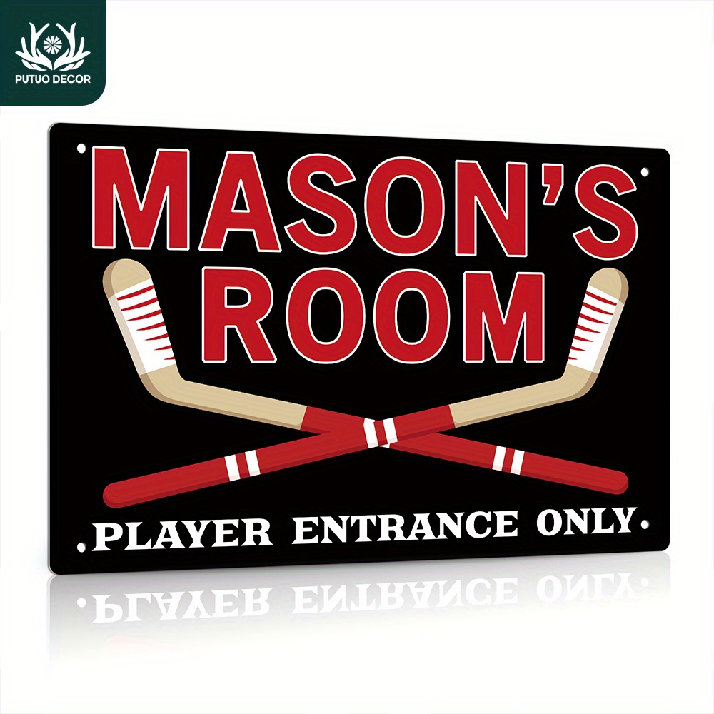 

1pc Personalized Playroom Sign, Name Of Your Choice, Sports-themed Wall Decoration, 12x8 Inches Metal Sign For Your Home, Gym, Or Playground