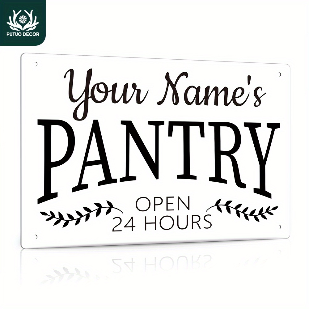 

1pc, Personalized Pantry Sign, Custom Name, Retro Indoor/outdoor Decor, 12x8 Inches Metal Sign For Patio Home Room Decor
