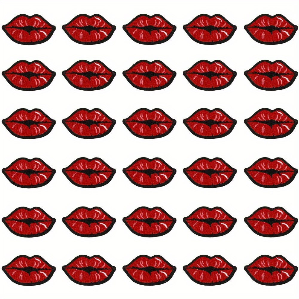 

10pcs Red Kiss Lips Embroidered Cloth Patch, Can Be Sewn Or Ironed, Diy Decorative For Hat, Backpack, Clothes And More, Sewing Decorative Supplies & Accessories