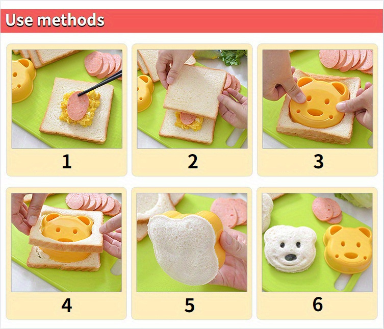 1pc cartoon bear sandwich knives and sealers non   cutters breakfast making molds baking tools kitchen accessories home kitchen projects details 0