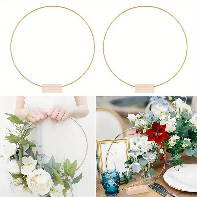 Floral Hoop Inch Metal Rings 5pcs Elegant Golden Metal Floral