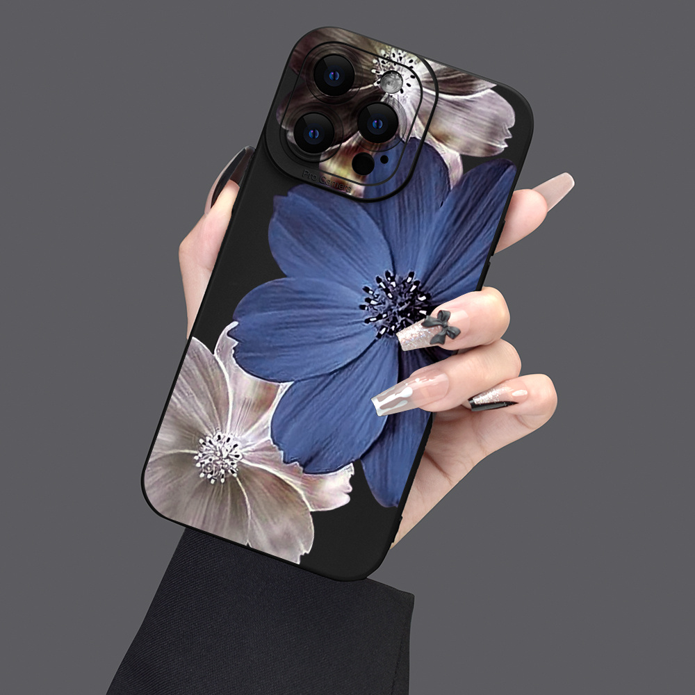 

Blue And White Flowers Pattern Shockproof Tpu Phone Case Full-body Protection Suitable For Iphone 15 14 13 12 11 Xs Xr X 7 8 Mini Plus Pro Max Se Gifts For Men Women