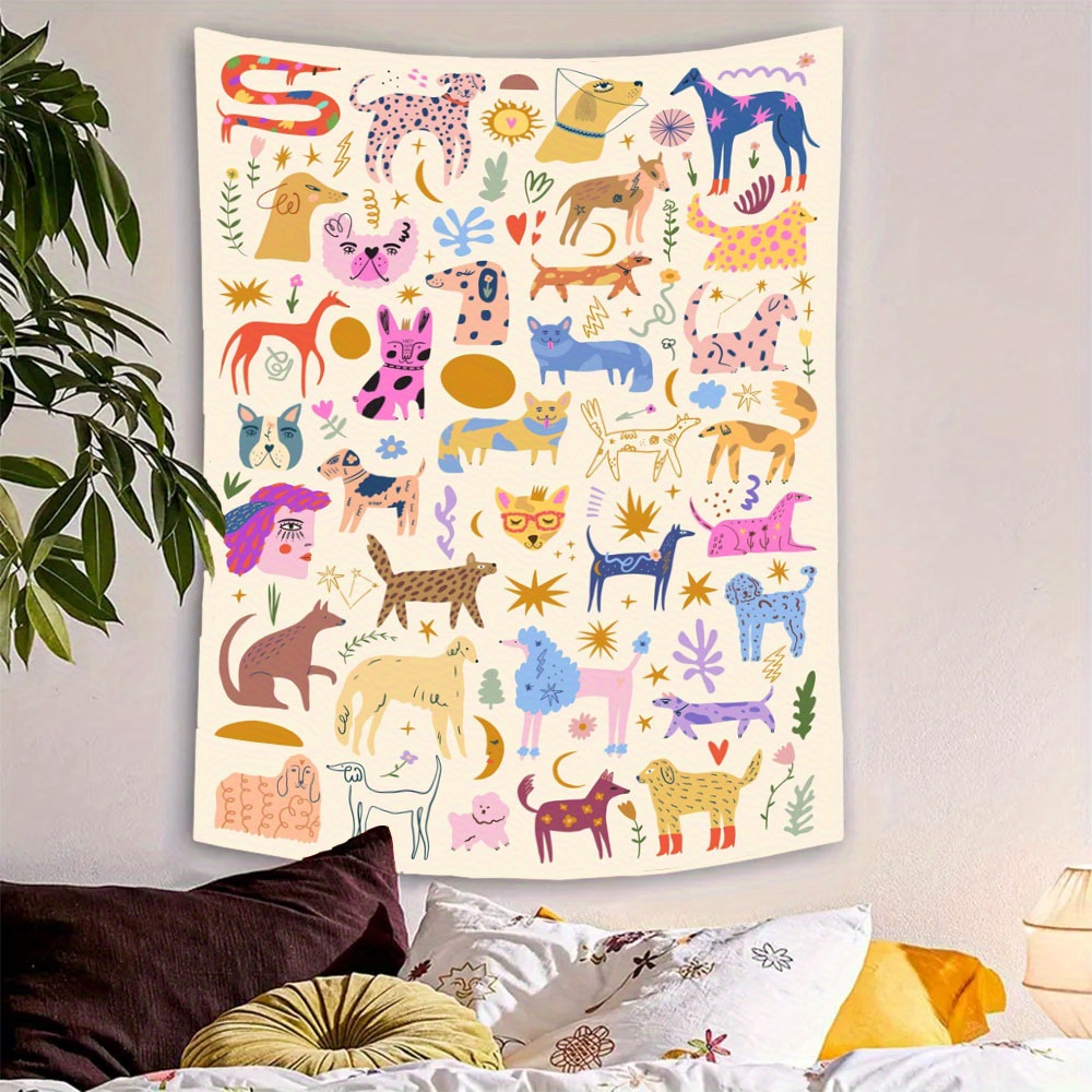 Cute Animal Collection Polyester Tapestry Wall Hanging - Temu Australia