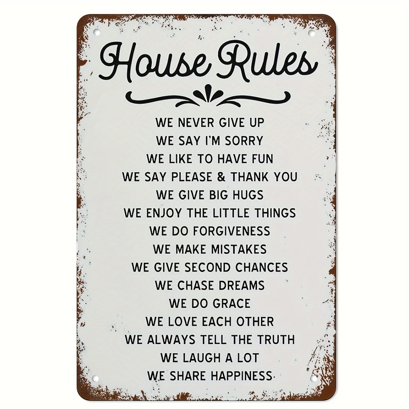 

Vintage House Rules Sign, Vintage Farmhouse House Rules Sign, House Meaningful Family Rules Wall Sign Vintage Tin Sign Metal Sign Retro Wall Decor For Home Cafes Office Store Pubs Club 12 X 8 Inches