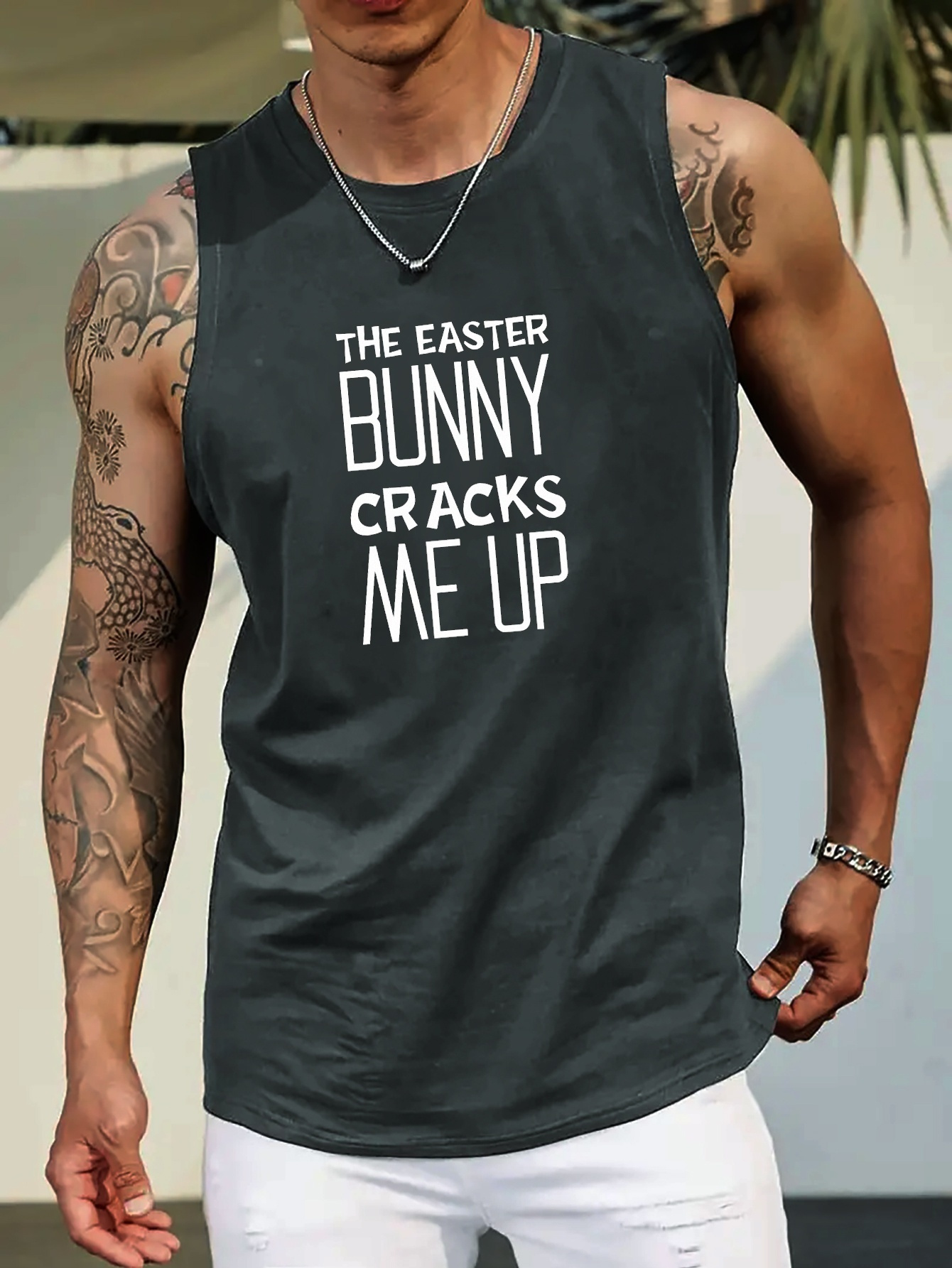 Plus Size Easter Bunny Print Tank Top Men Casual Sleeveless Temu Canada