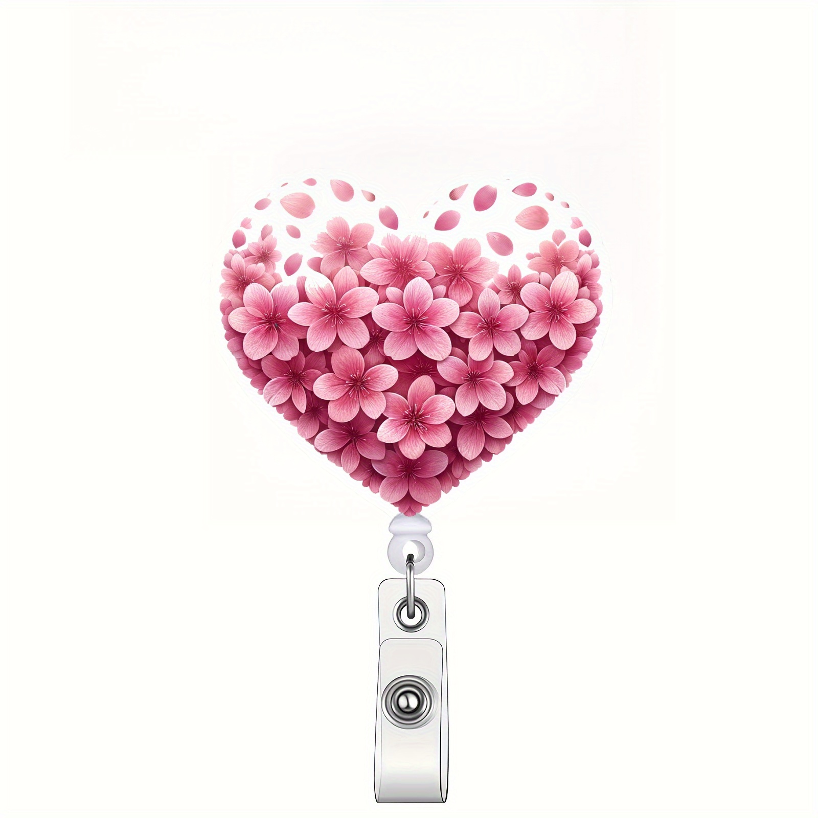 

1pc Petals Hearts Reel Holder - Retractable With Id Clip, Nurses, Nursing Students, Doctors, Rn, Lpn, Medical - Features Random Color Easy-pull Buckles