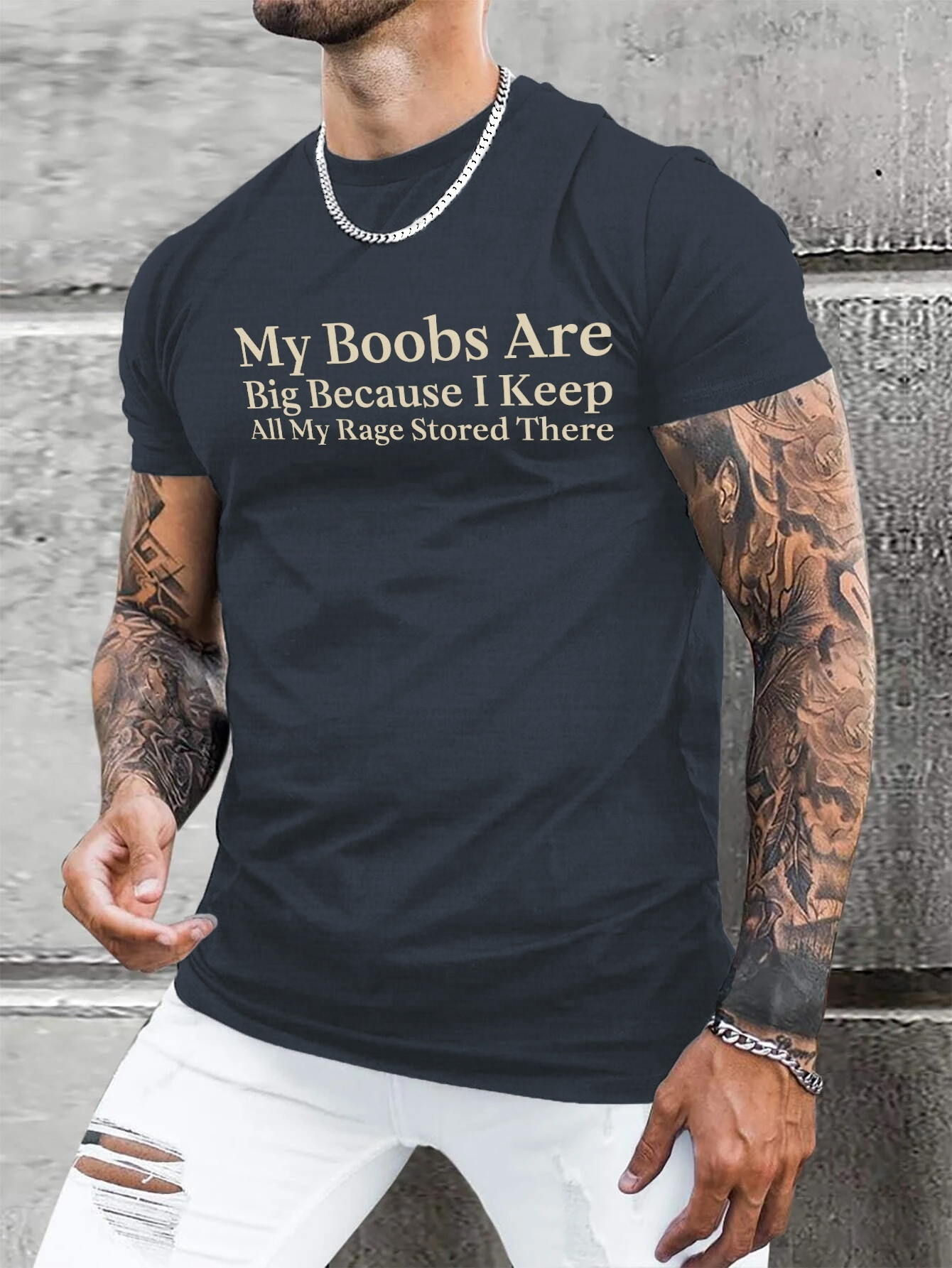 Womens Sexy Big Boobs Printed Short Sleeve Tee Shirt Tops Crew