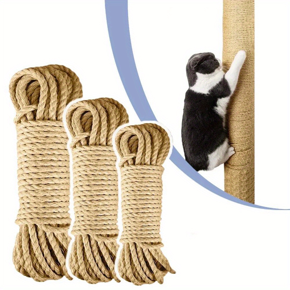 2 Pack Christmas Nature Hemp Rope 1/4 Inch Cat Natural Sisal Rope for  Scratching Post Cat Tree Rope Cat Scratcher Replacement Rope Cat Scratch  Rope