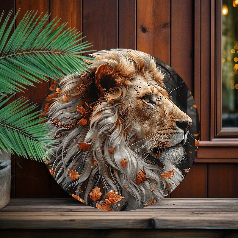 

1pc 8x8inch(20x20cm) Round Aluminum Sign Metal Sign Funny Lion Vintage Art Sign For Garden Office Business Outdoor Indoor Signs Decor