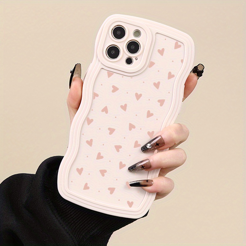 

Luxury Vintage New Case Pink Heart Pattern Phone Case For Iphone 15/14/13/12/11/xs/xr/x/8/7/se2/se3/plus/pro Max Shockproof Soft Aesthetic Graphics Case Collision Lens Protective Back Cover