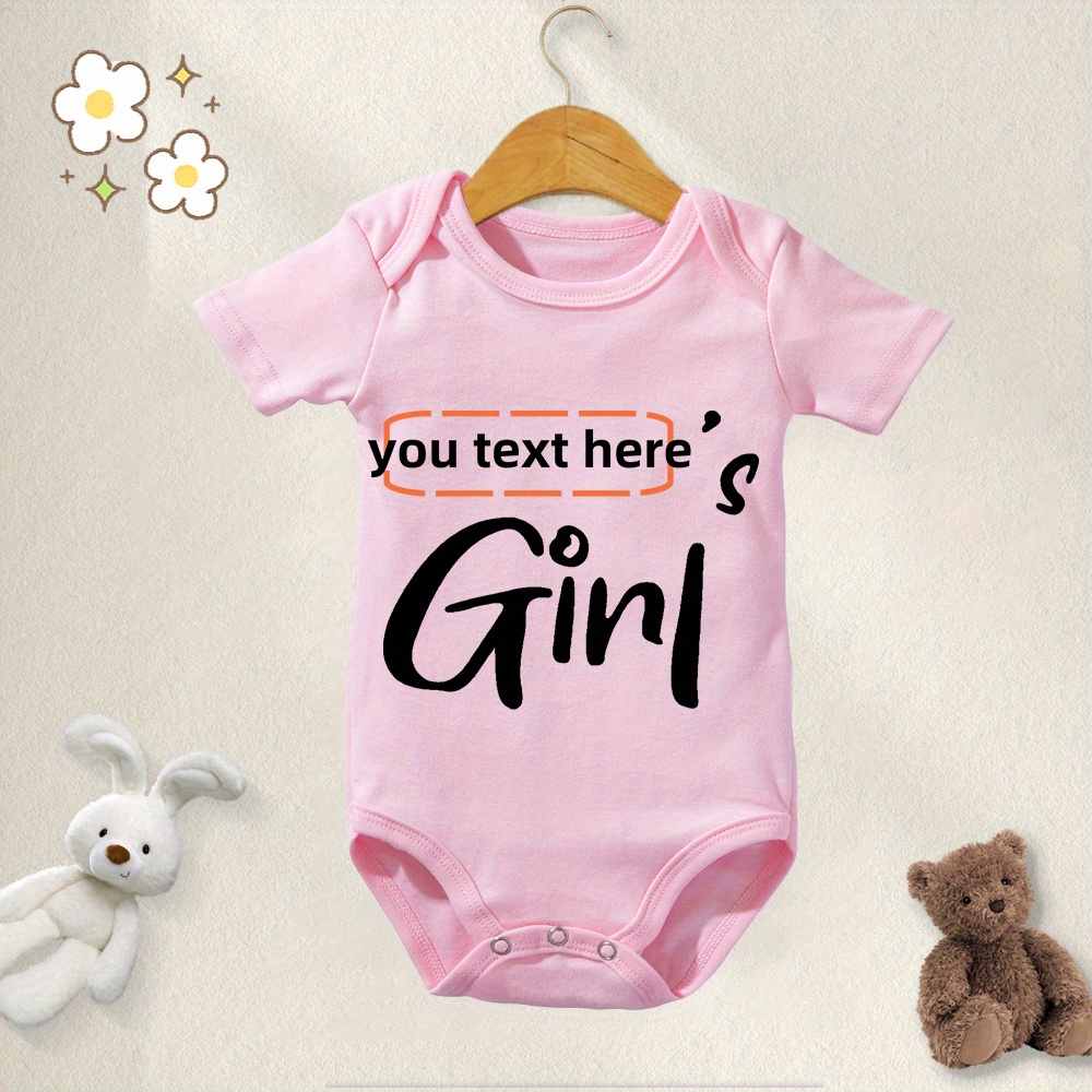 

Diy Customized Letter Who's Girl Print Baby Boys & Girls Personalized Cotton Bodysuits Onesie, Cozy Short Sleeve Jumpsuit Romper Top Birthday Gifts