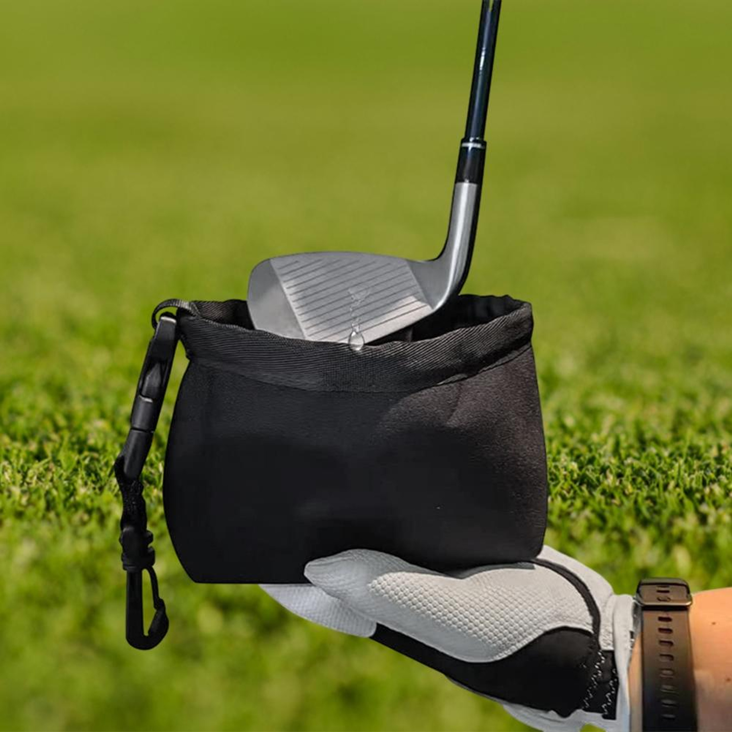 

Waterproof Liner Detachable Clip Cleaning Bag, Portable Lightweight Compact Microfiber Cloth Golf Club Golf Ball Cleaning Bag