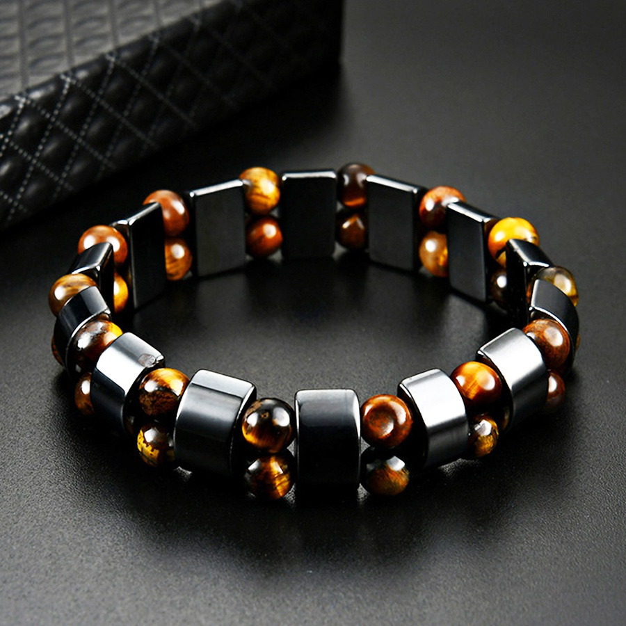 

1pc Tiger's Eye Decor Bracelet For Men, Natural Stone Bracelet