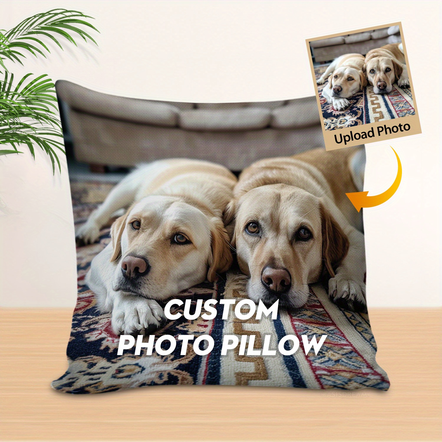 

(custom Photo) 1pc Personalized Single Sided Printing Throw Pillow, Sofa Square Cushion With Custom Dog Photo, Birthday Gifts For Dog Pet Lovers Bedroom Decor, Living Room Decor, Car Decor