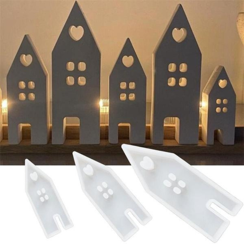 

3pcs/set Heart House Silicone Molds Light Heart Houses Concrete Molds Casting Molds Houses Model Decoration Home Resin Mold Casting Mold