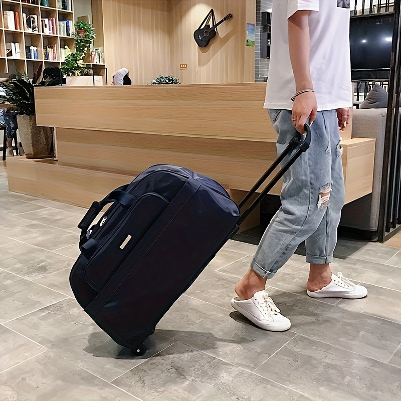 

1pc Large Capacity Solid Color Travel Luggage Bag With Wheels, Lightweight Duffle Bag, Versatile Overnight Bag