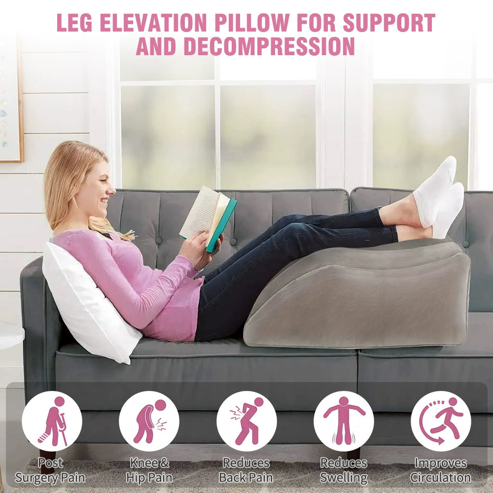 1pc 63 50 25cm wedge pillow for sleeping inflatable leg elevation pillow for swelling circulation leg back pain relief leg support polyvinyl chloride pillow for hip foot ankle recovery details 1