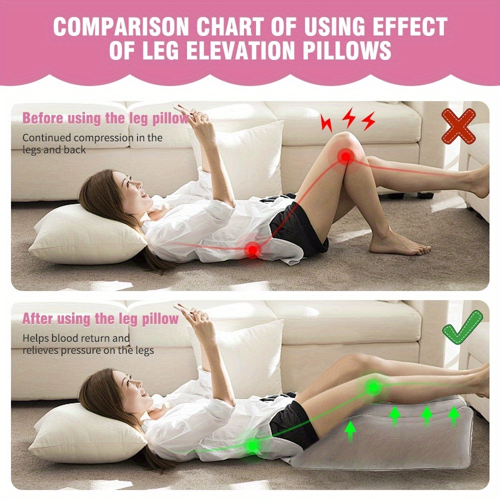 1pc 63 50 25cm wedge pillow for sleeping inflatable leg elevation pillow for swelling circulation leg back pain relief leg support polyvinyl chloride pillow for hip foot ankle recovery details 0