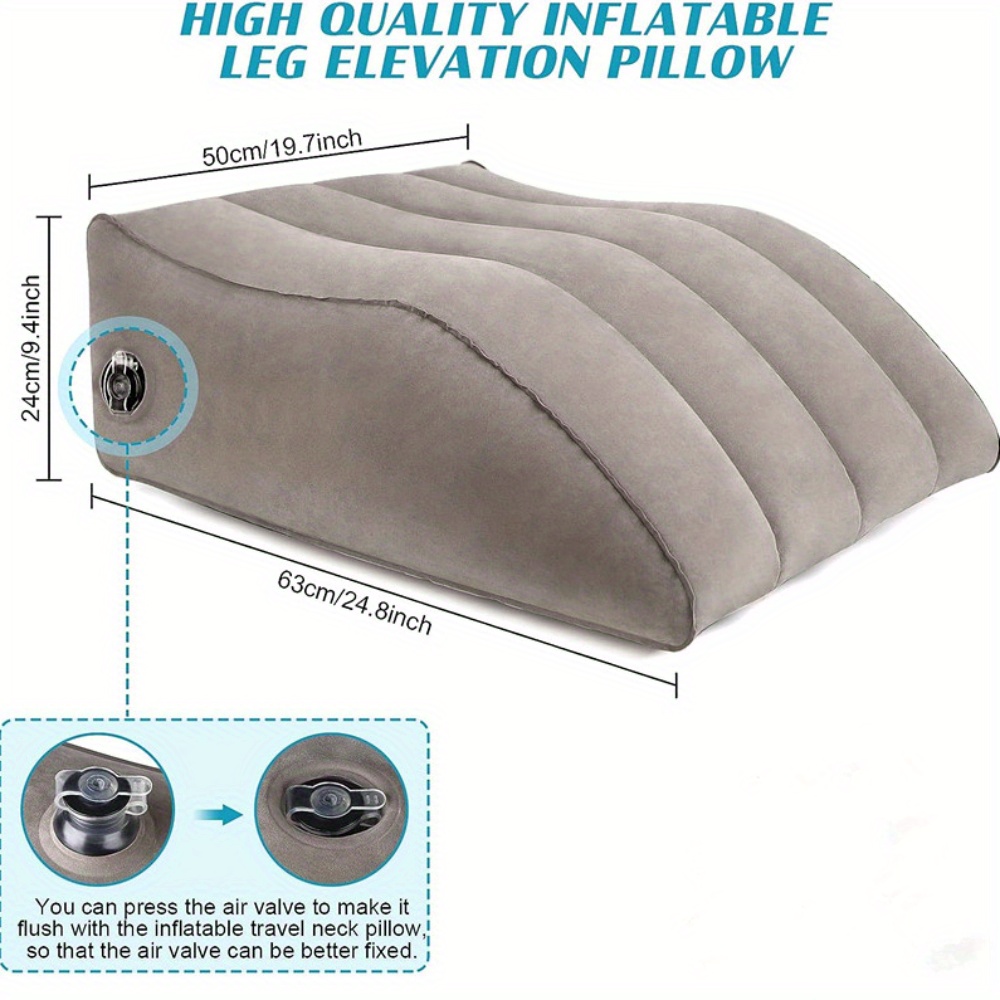 1pc 63 50 25cm wedge pillow for sleeping inflatable leg elevation pillow for swelling circulation leg back pain relief leg support polyvinyl chloride pillow for hip foot ankle recovery details 2