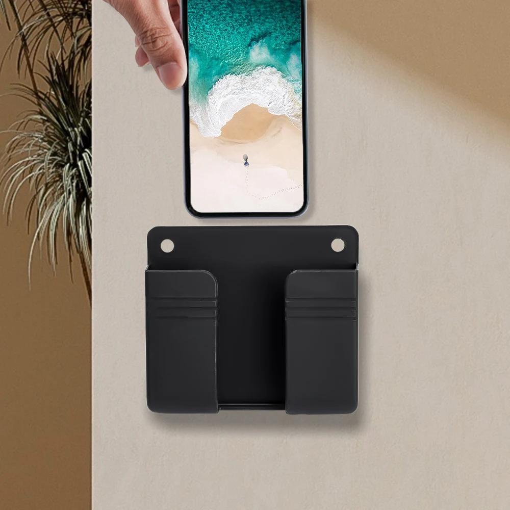 1/2/4pcs Wall-Mounted Multi-Functional Phone Holder & Remote Charging Station - Space-Saving Design with Lazy Tape, Ideal for Home Entertainment Setup, Entertainment Setup|Modern Wall Mount|Durable Plastic