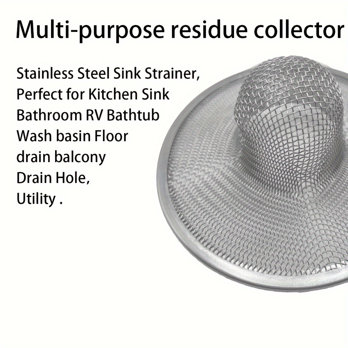 Stainless Steel Sink Drain Strainer Hair Catcher Food Waste Filter,  Easy Basket for Kitchen Bathroom, Durable Over-the-