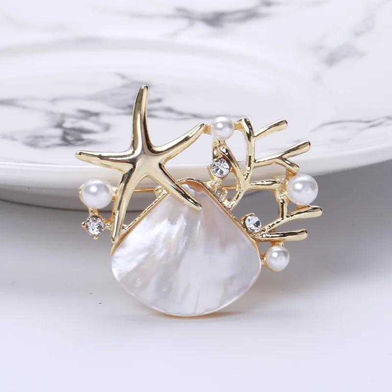 E-shop Kreative, exquisite Design Muschel Broschen für Damen, elegante High-End Mode Party Hochzeit Nadeln Schnalle