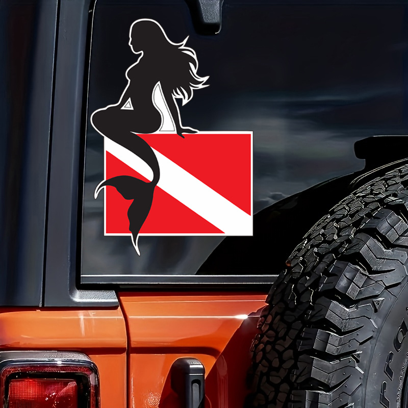

Mermaid Diver Down Vinyl Decal For Bumpers, Windows, Laptops Or Any Smooth Surface, Car Truck Motorcycle Bumper Sticker Decal