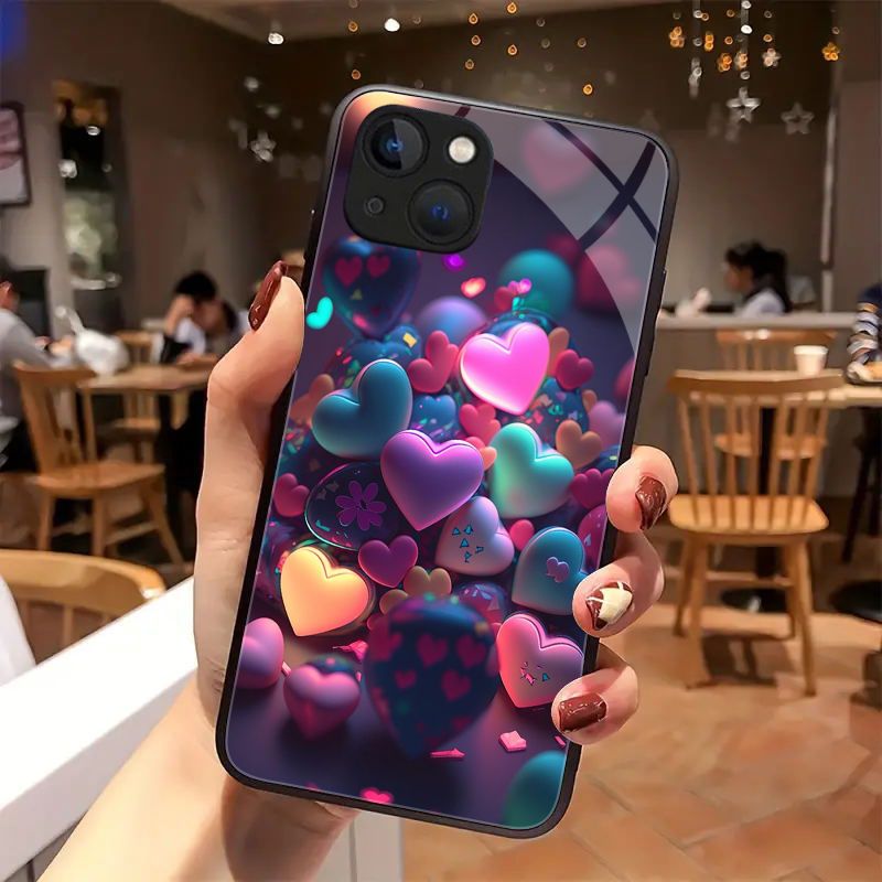 

Love//anti-fall Tempered Glass Phone Case For Iphone 15pro Max/15pro/15plus,14 Pro Max/14 Plus/14 Pro/14, For Iphone 13 Pro Max/13 Pro/13, For Iphone 12 Pro Max/12 Pro/shockproof Soft Protective Cover