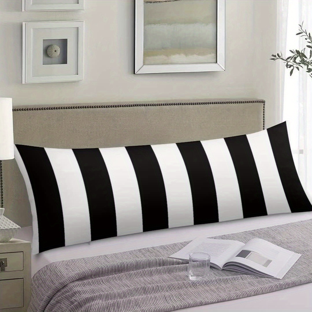 

1pc Black & White Striped Body Pillow Cover, 20"x54" With Zipper, Soft And Luxury Decorative Long Cushion Case, Modern Farmhouse Bedding, Sofa Couch Decor, Vintage Retro Style