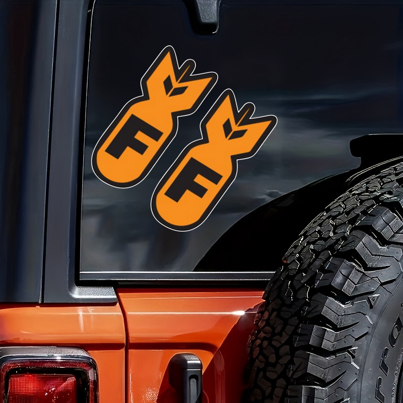 

F Orange Car Truck Motorcycle Bumper Sticker Decal, Cartoon, Anime, Laptop, Notepad, Cup