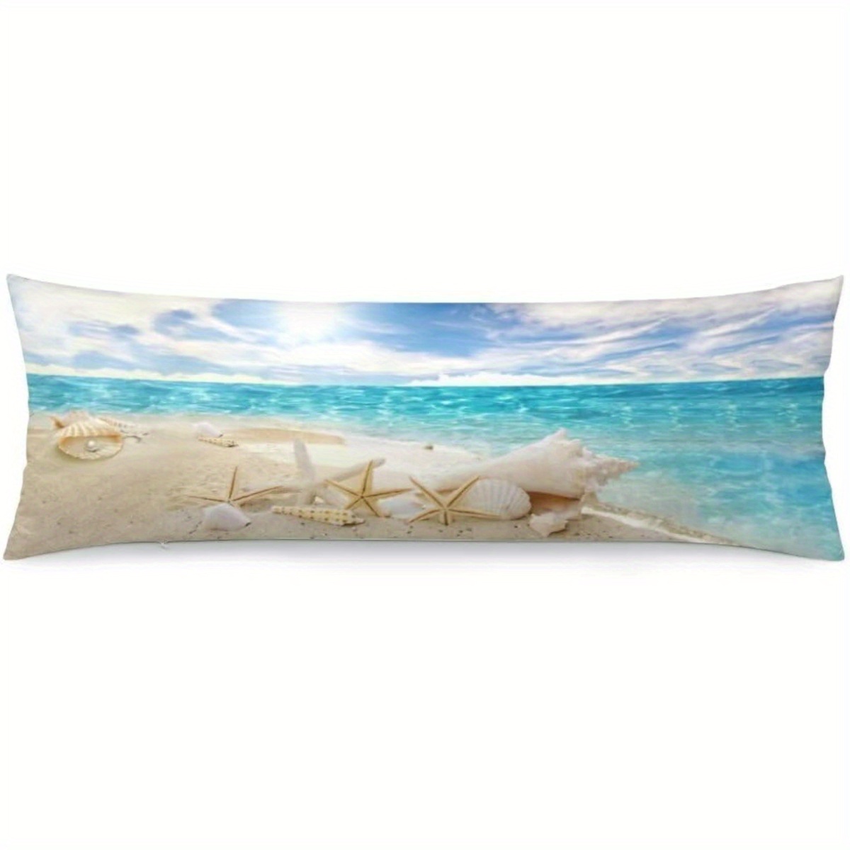 

1pc Beach Theme Body Pillow Cover 20"x54", Vintage Style Summer Starfish & Seashell Design, Coastal Nautical Decorative Bedding Pillowcase With Zipper, Soft Long Cushion Cover For Home Decor
