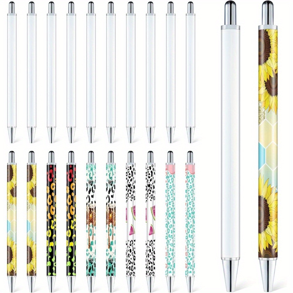 

10pcs/20pcs, Sublimation Pens Blank No Clip With Shrink Wrap, Heat Transfer Sublimation Ballpoint Pen, Aluminum Blank Pen, For Christmas Diy Office Stationery Supplies