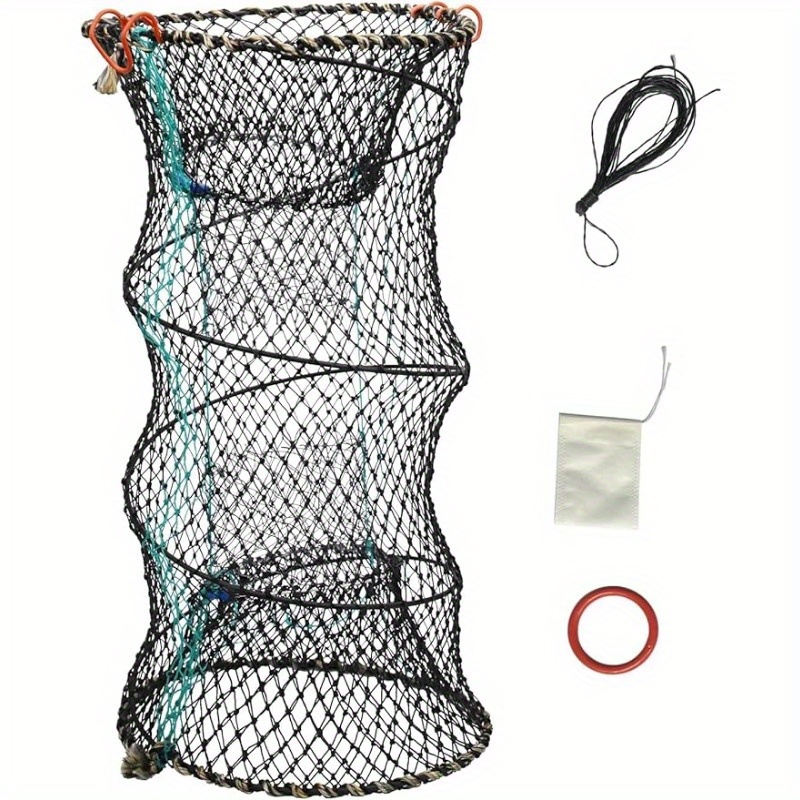 8 Hole Fishing Bait Trap Net Crawdad Cast Dip Cage Fish Minnow Foldable  Portable