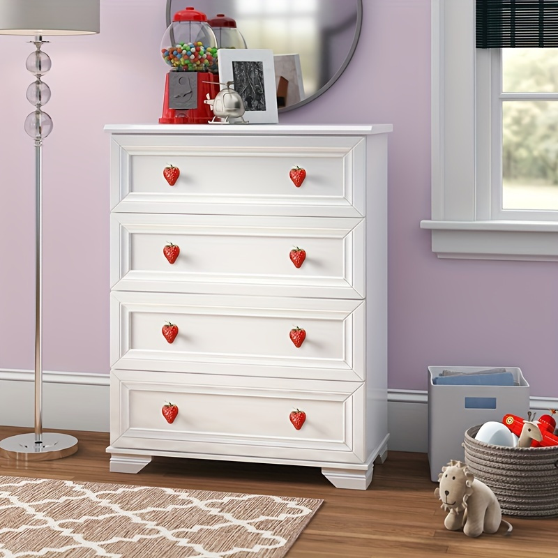 

1pc/4pcs Strawberry Fruit Handles, Room Wardrobe Handle, Metal Single-hole Drawer Knob, Colorful Storage Cabinet Pulls