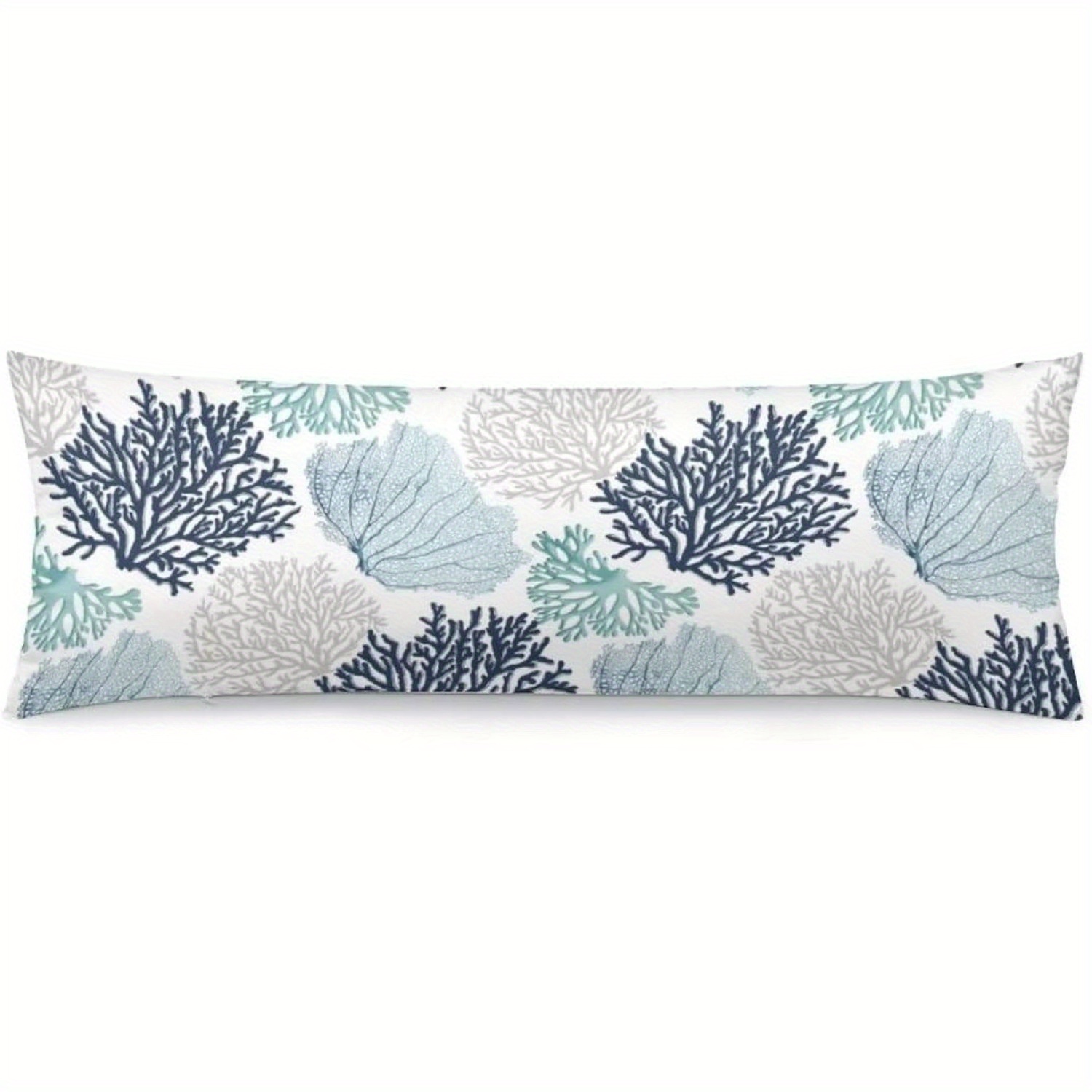 

1pc Ocean Marine Coastal Body Pillow Cover 20"x54", Vintage Nautical Blue Coral Design, Soft Rectangle Bed Pillowcase With Zipper, Beach Theme Home Decor, Teal Blue